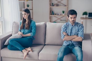 Upset Couple on a Couch